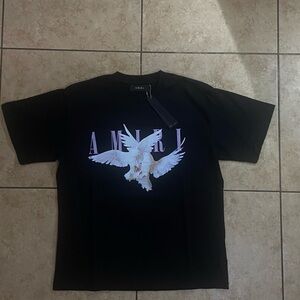 AMIRI Black Tee with White Dove Design